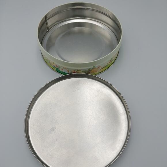 Round Metal Candy Cookie Treat Tin Bunnies‎ Flowers Spring Easter 6.5" - Picture 3 of 5